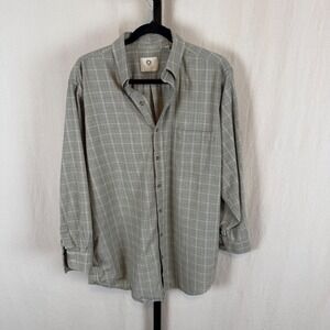 Viyella Men's Plaid Button‎ Down Long Sleeve Shirt Size L Cotton Wool Blend
